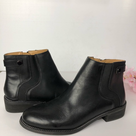 Franco Sarto Shoes - Franco Sarto Black Leather Ankle Booties Boots
